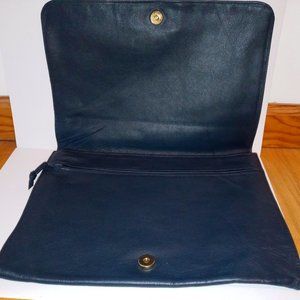 New Navy Women's all leather envelope-style clutch bag